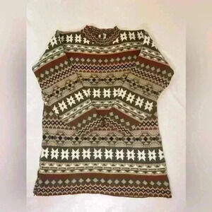 Vintage Charge Aztec Stripe Brown Grandpa Pullover Made in the USA size  Large